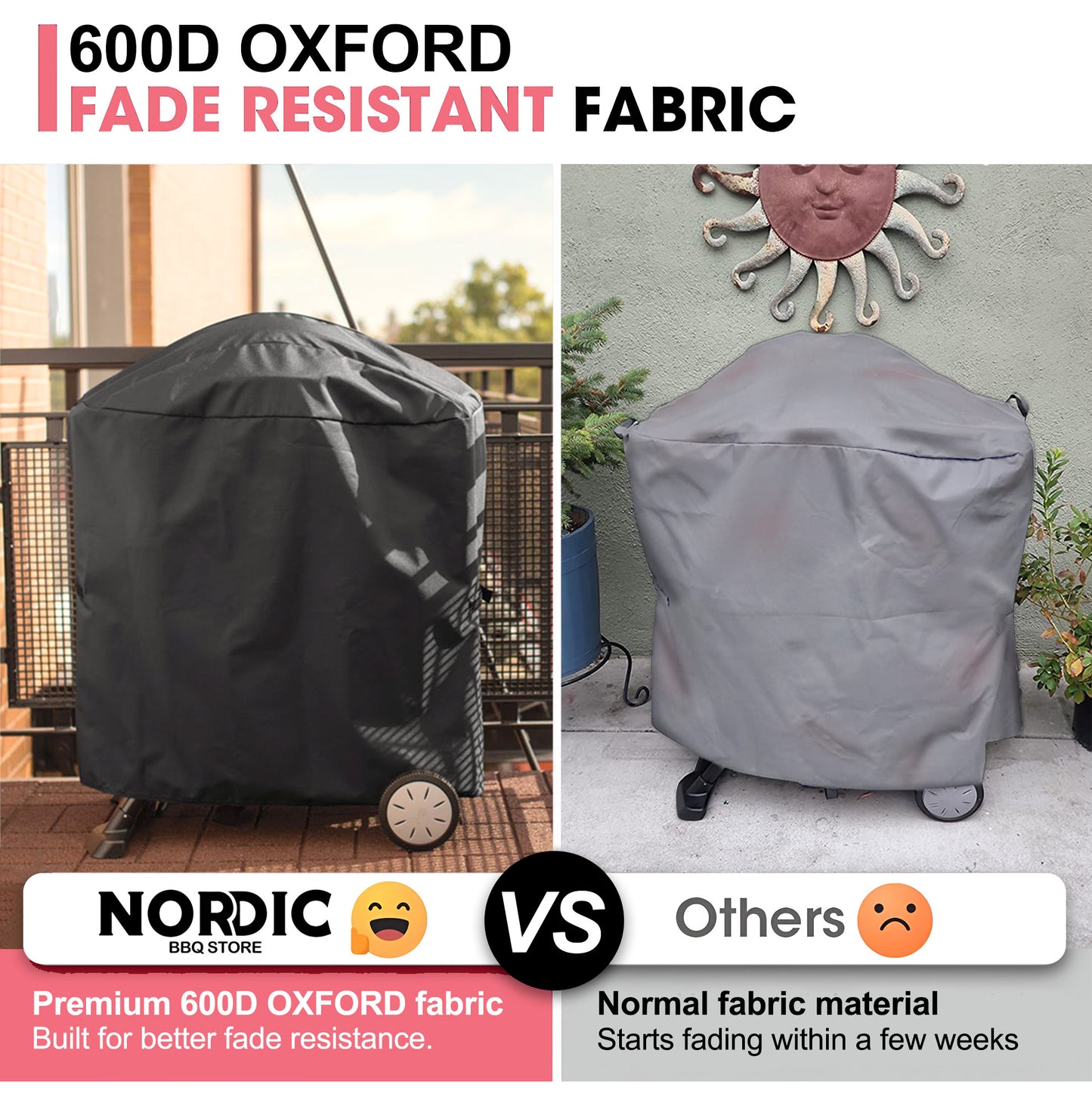7113 BBQ Grill Cover for Weber Q100/Q1000/Q200/Q2000 Series Grills, 600D Oxford Fabric, Heavy Duty & Waterproof, PU Cover for Weber Q2400/Q2200/Q1200/Q220/Q120 Gas Grills (81 L x 43 W x 89 H cm)