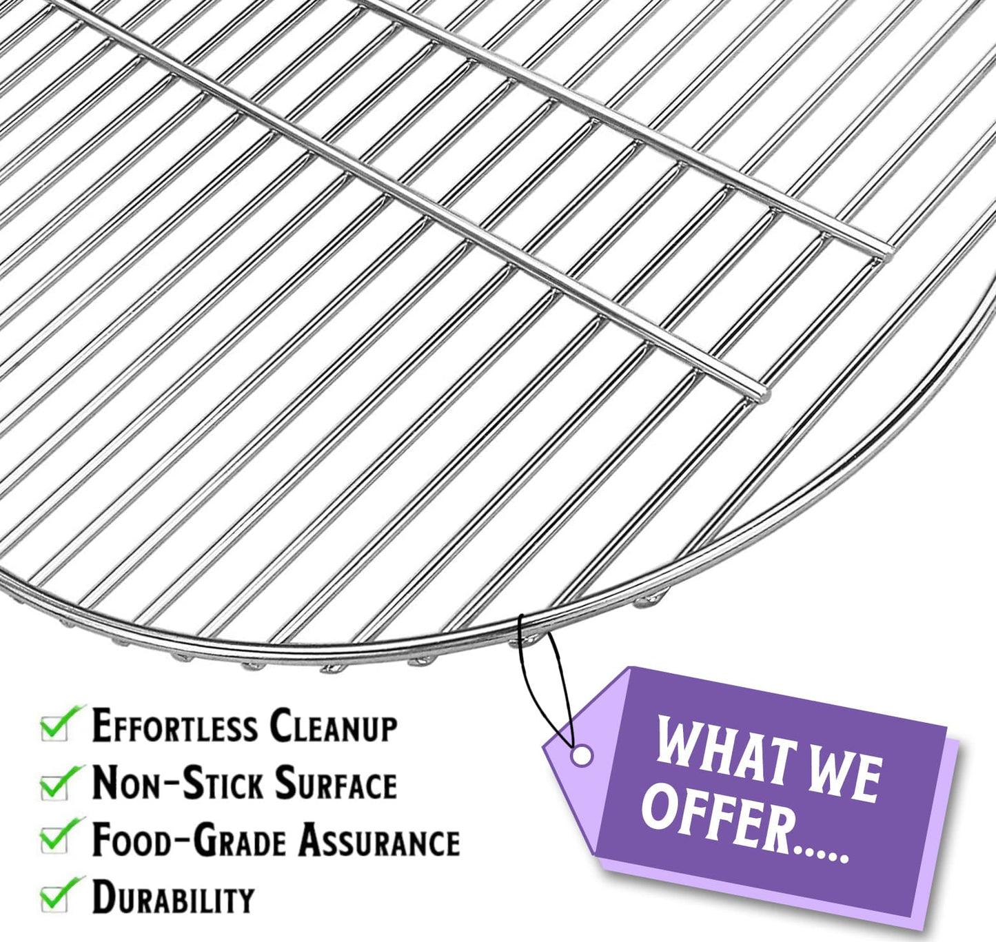 7441 Kohlerost für 57 cm runde Weber Kohlegrills (One-Touch Silver, Kettle Grills, Bar B kettle, Master Touch und One-Touch Grills), 43 cm, Edelstahl