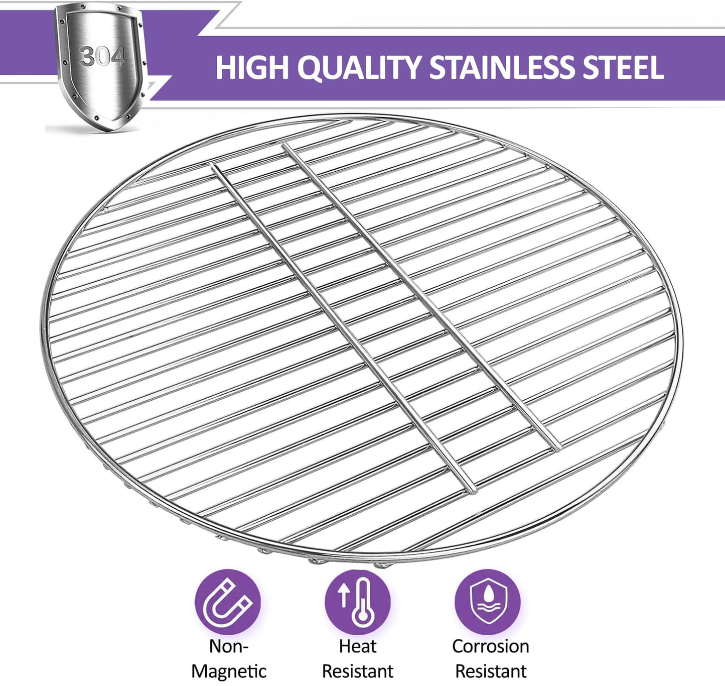 7441 Kohlerost für 57 cm runde Weber Kohlegrills (One-Touch Silver, Kettle Grills, Bar B kettle, Master Touch und One-Touch Grills), 43 cm, Edelstahl