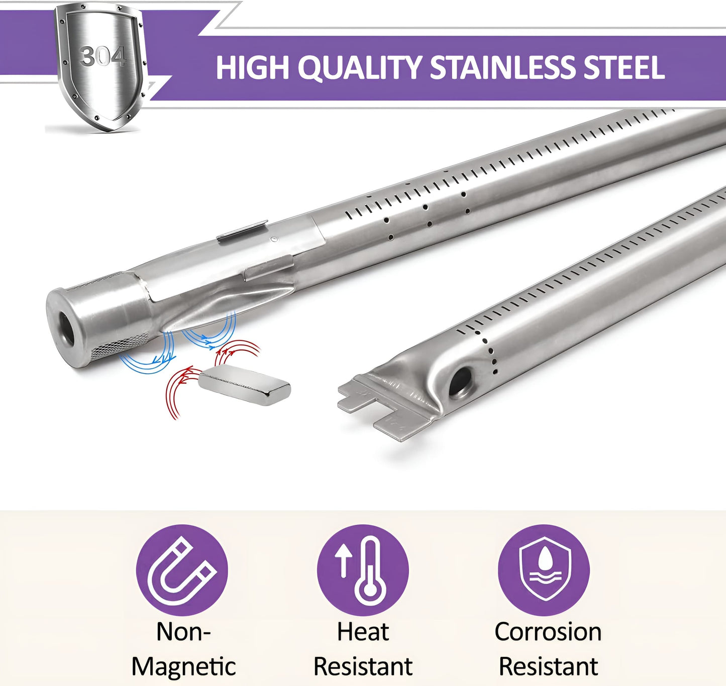 7620 Flavorizer Bars, 7622 Heat Deflector and 62752 Burners for Weber Genesis 300 series - E-310/E-320/E-330/S-330 Gas Grills with Front-Mounted Control Burners