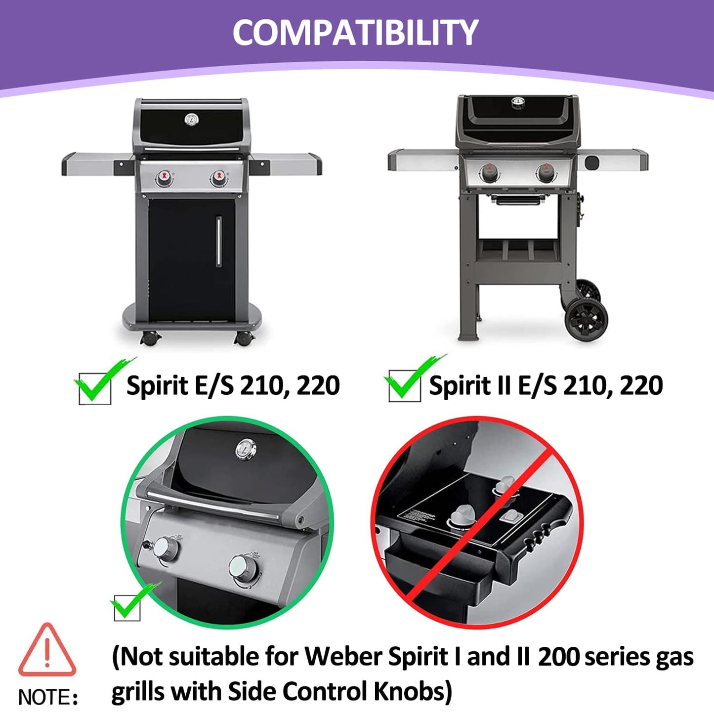 Weber Spirit Grill Ersatzteile - 7635 Flavorizer Bars (Brennerschützer) & 69785 Brenner für E-210, E-220, S-210, S-220 (200 Serie, Frontbedienung)