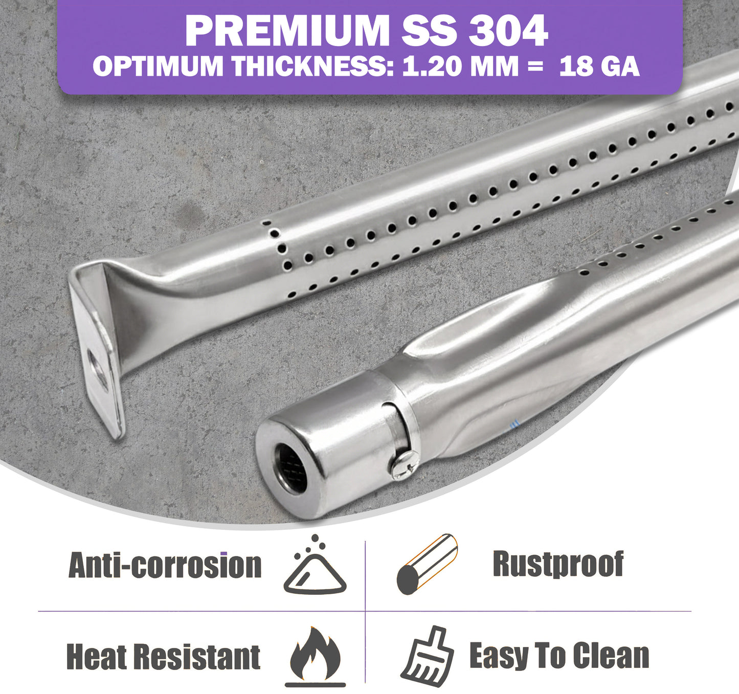 Ersatz Grillteile für Napoleon Rogue 525, Prestige PRO 500 & Prestige 500 – Porzellanemaillierte Flammenverteiler & Edelstahl Grill Brenner Set