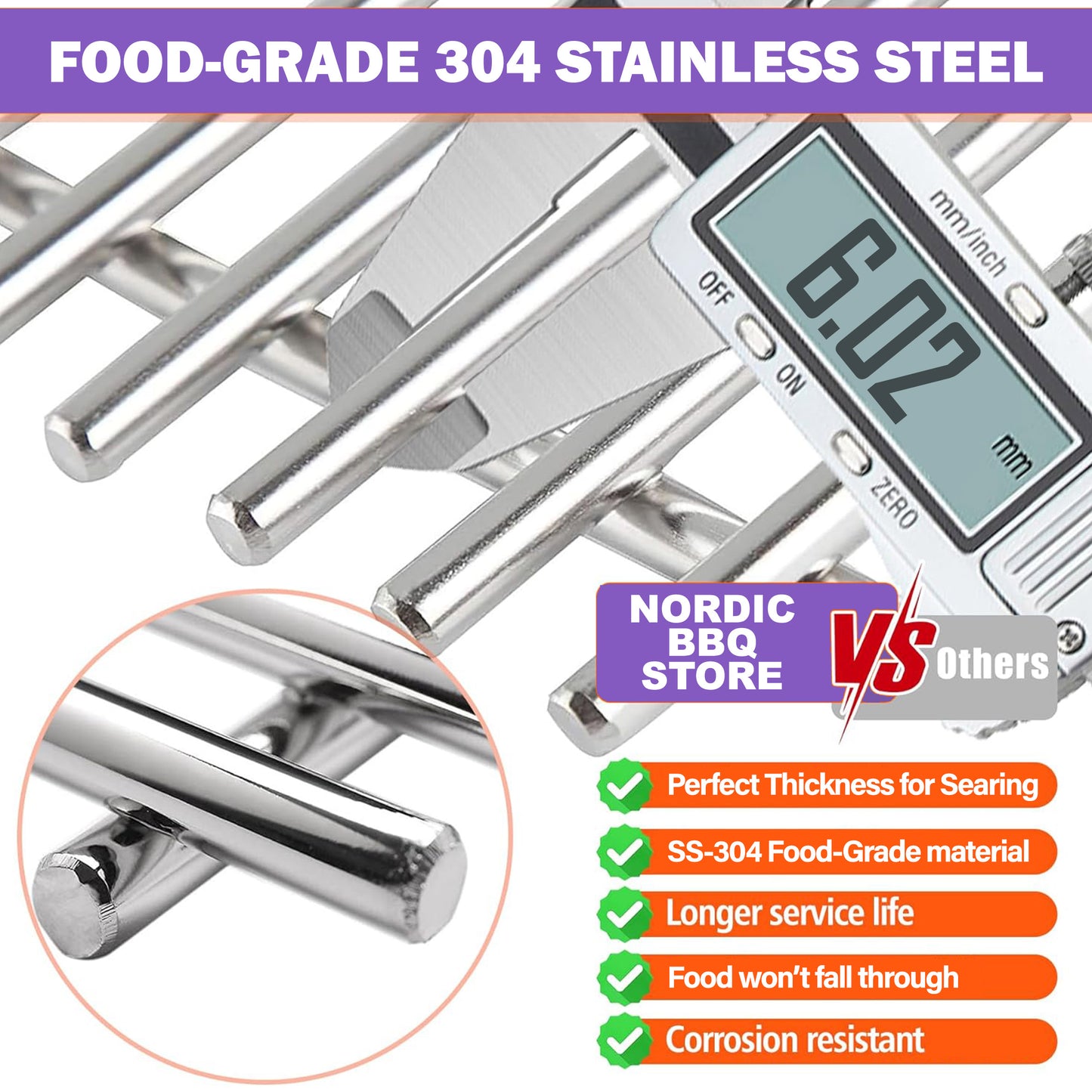 Grill Grates for Napoleon Freestyle 365 (F365DSBPGT-ECP, F365DPGT) – SS 304 Stainless Steel, 2-Pack