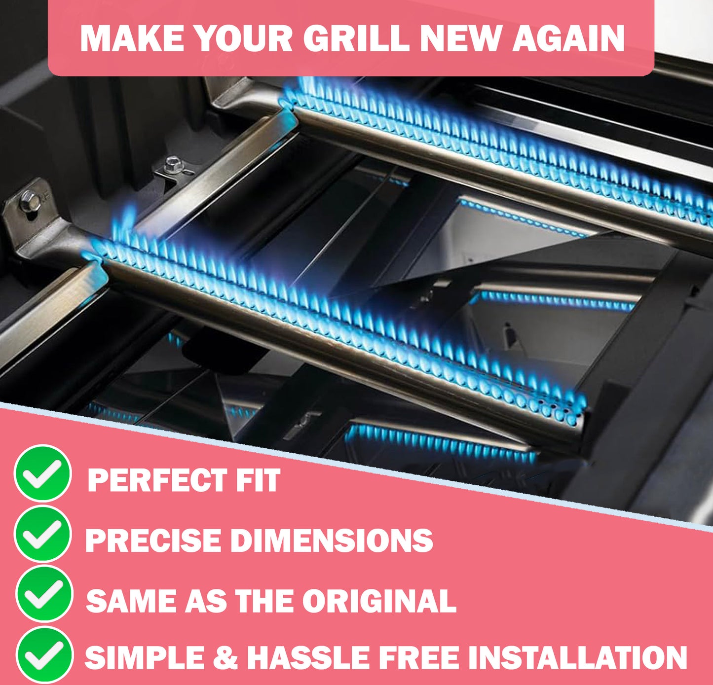 Napoleon Grill Replacement Parts – Compatible with LEX 485, LEX 605, LEX 730, Mirage 485, Mirage 605, Lifestyle 485 & More | Heat Plates & Burners, 4-Pack