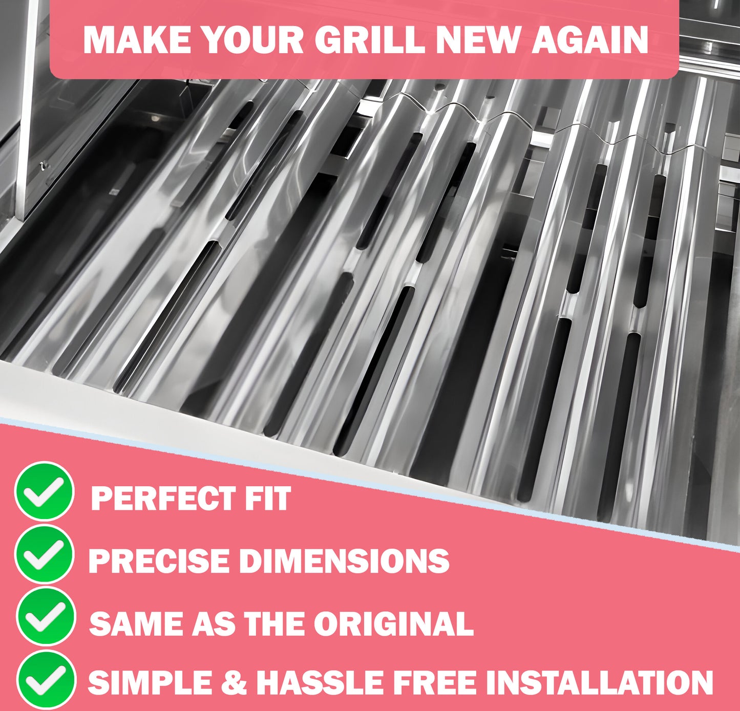Napoleon Grill Replacement Parts – Compatible with LEX 485, LEX 605, LEX 730, Mirage 485, Mirage 605, Lifestyle 485 & More | Heat Plates & Burners, 4-Pack