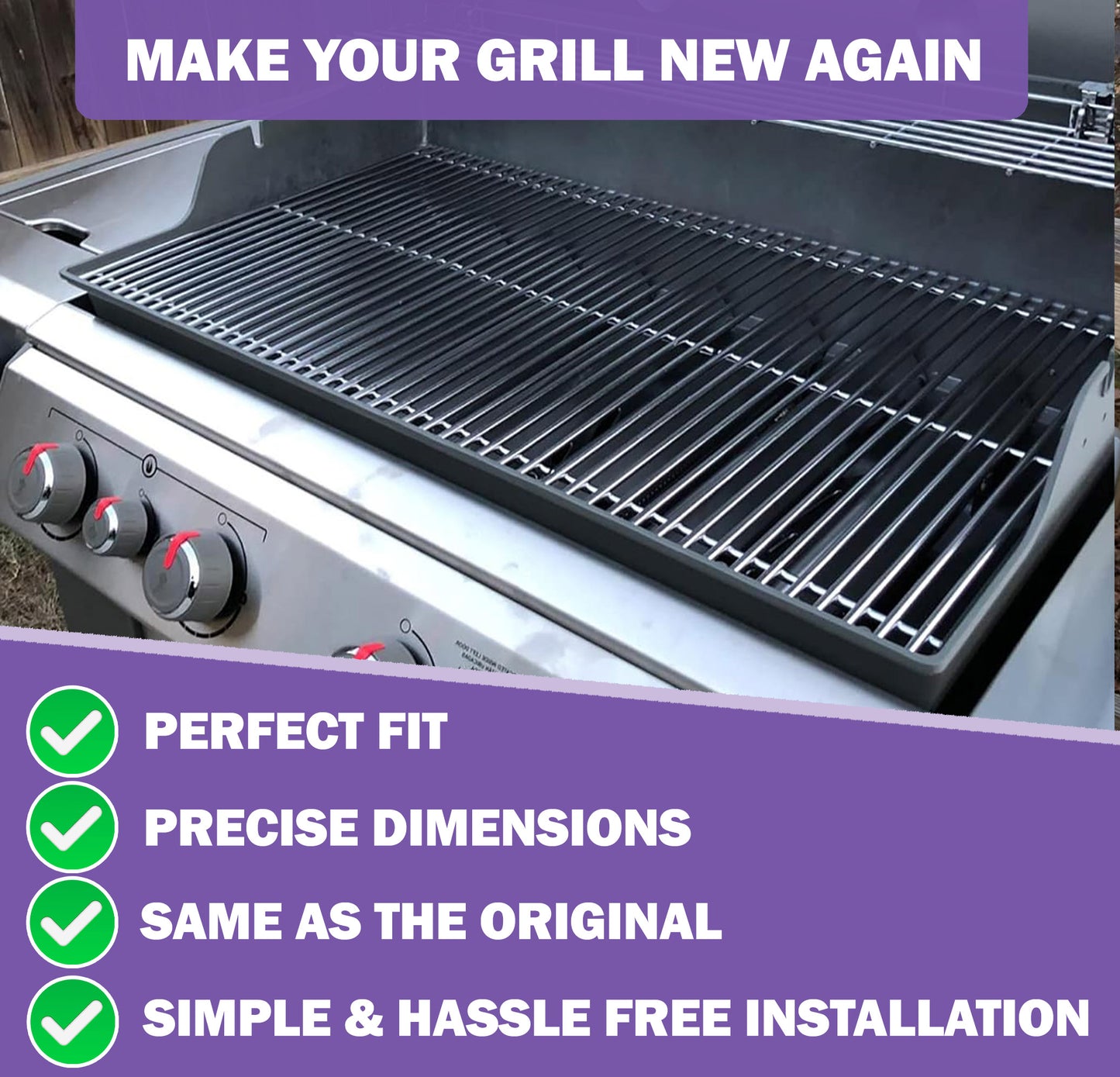 47,5 x 28,2 cm, 66089 / 66097 Grillroste für Weber Genesis II E-410, E-415, E-435, S-410, S-415, S-435, Genesis II LX E-440, S-440, Weber GS4 Grillteile, Edelstahl
