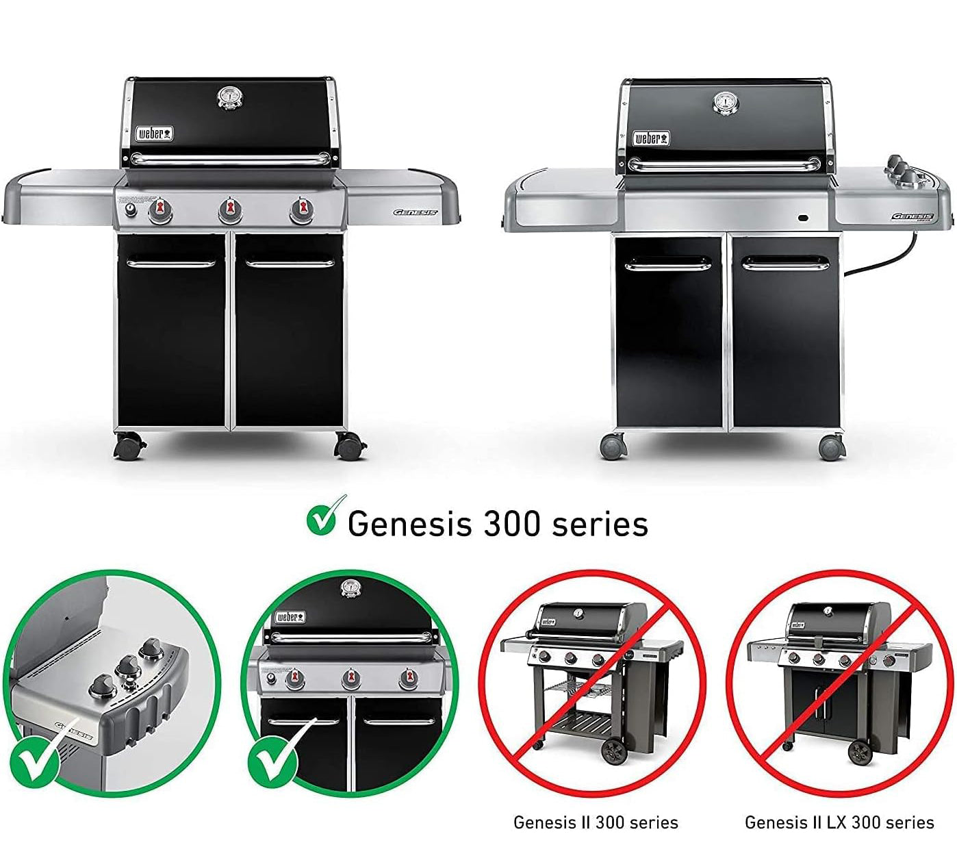 7528, Ersatz-Grillroste für Weber Genesis 300 Serie Gasgrills (E-310/E-320/S-310/S-320), 49,5 cm x 33 cm pro Rost, Edelstahl