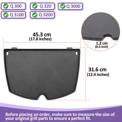6506, 45.3 x 31.6 cm Gusseiserne Grillplatte für Weber Q300, Q320, Q3000, Q3100, Q3200 Gasgrills, Weber Q 300/3000 Serie Grillplatte, Weber Gasgrill Zubehör