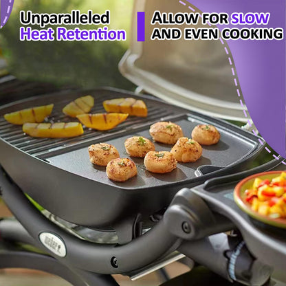 6558, 32 x 21,8 cm Gusseiserne Grillplatte für Weber Q1000, Q1200, Q1400, Q100, Q120, Q140, Serie Gasgrills, Weber Q 100/1000 Serie Grillplatte, Weber Gasgrill Zubehör