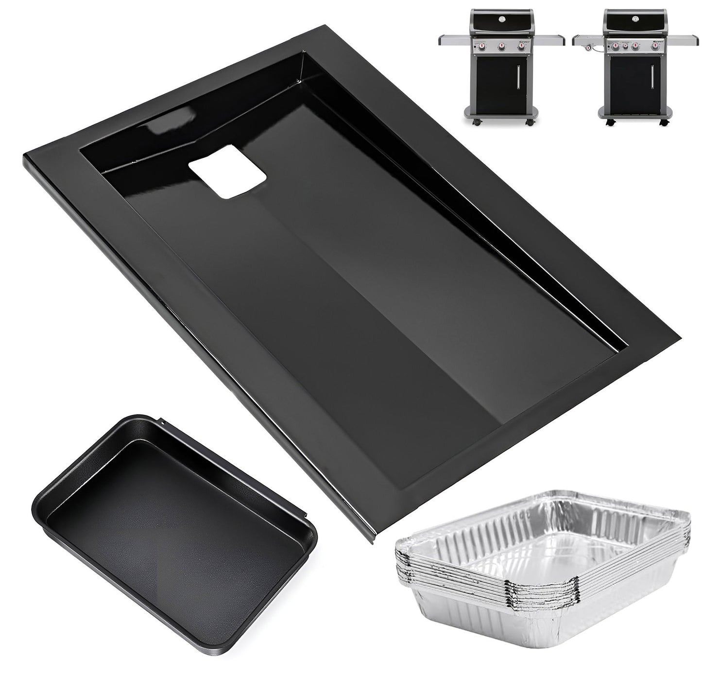 69804 Grease Tray with Grease Cup for Weber Spirit 300 Series Grills (E310/ E320/ S310/ S320) , 44.5 cm x 31cm Replacement Drip Tray