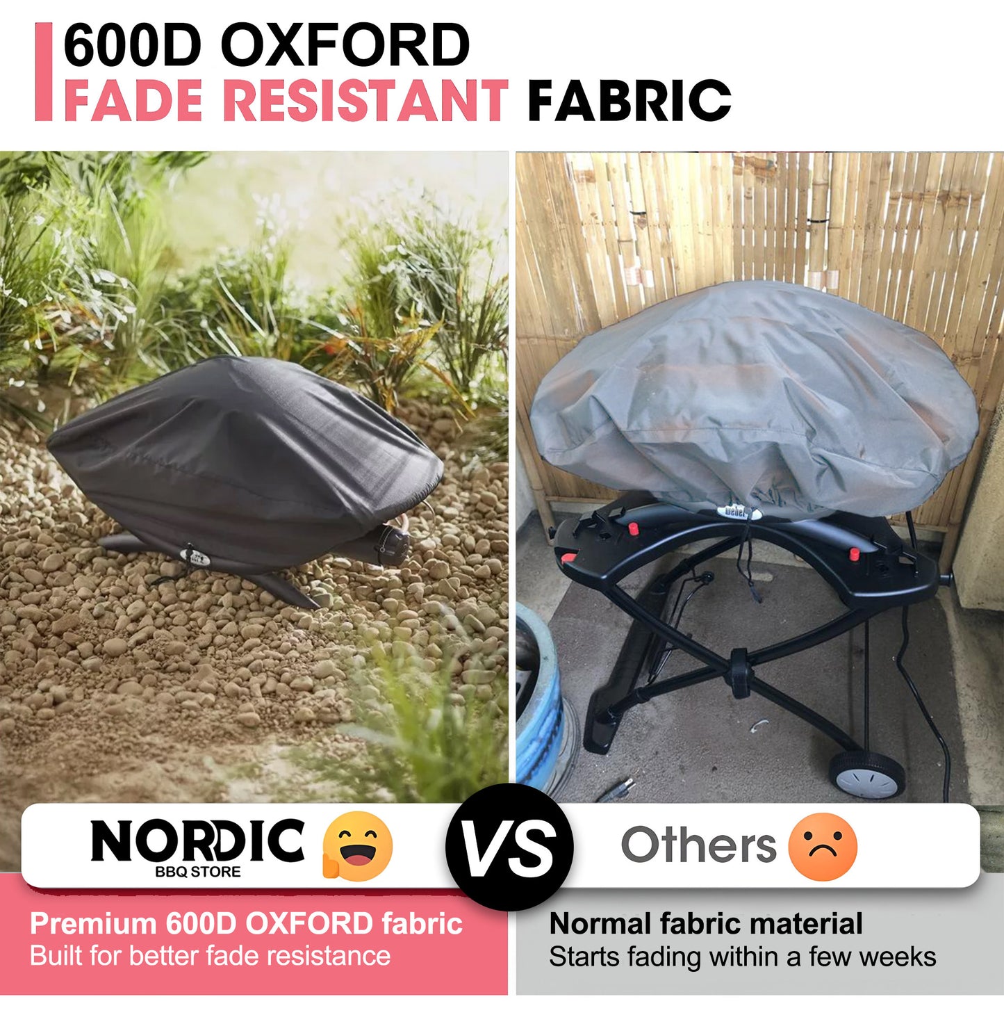 7117 Weber Grillabdeckung für Q100/Q120/Q1000/Q1200/Q1400 Grills, 600D Oxford-Gewebe, Schwerlast & Wasserdicht, PU-Abdeckung für Weber Q100 und Q1000 Serie Gasgrills (71 L x 43,2 B x 35,6 H cm)