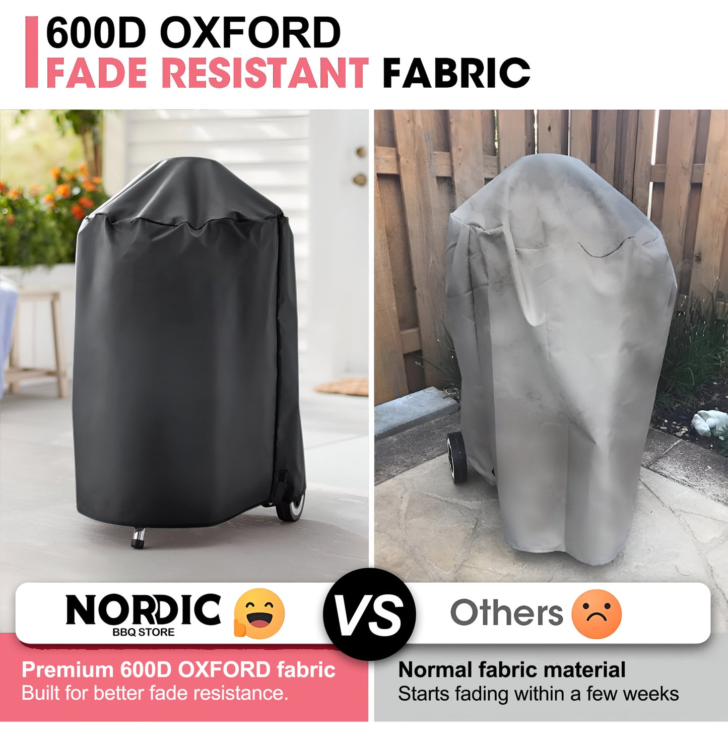 7175 BBQ Grill Cover for 18 Inch Charcoal Kettle Grill, 600D Oxford Fabric, Heavy Duty & Waterproof, PU Cover for Charcoal Grill (58 L x 52 W x 89 H cm)