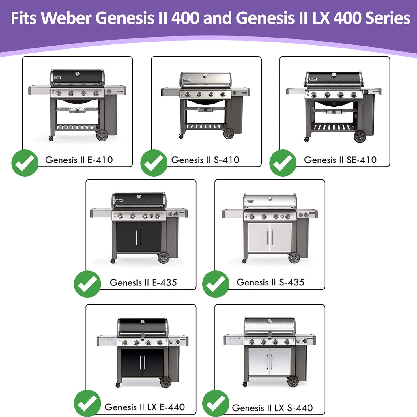 Flavorizer Bars and Heat Deflector Set for Weber Genesis II 400/ LX 400 Series - Genesis II 410/415/435/440 Grill Parts, Porcelain-Enameled Steel