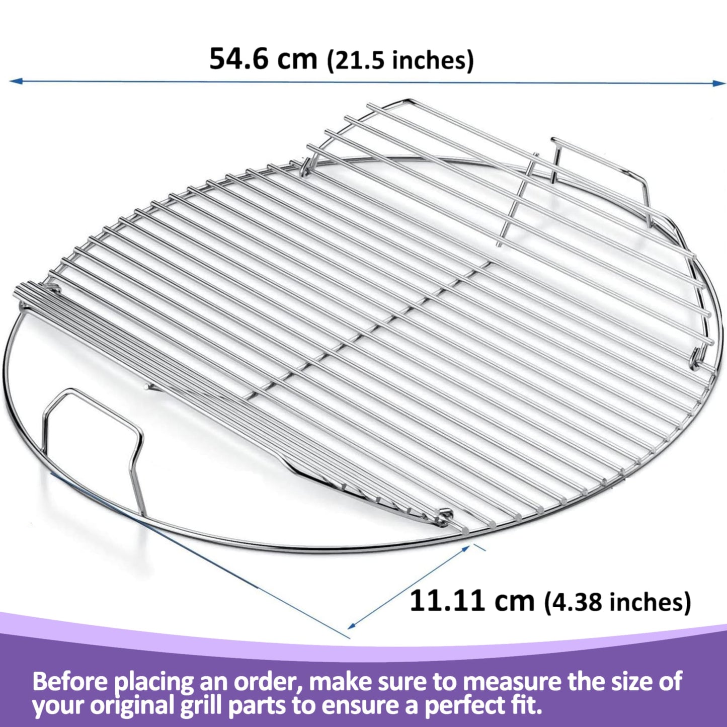 7436 Grillrost (mit Scharnier) für Weber One-Touch, Performer und Bar-B-Kettle Serie Kohlegrills, 54,6 cm, Edelstahl