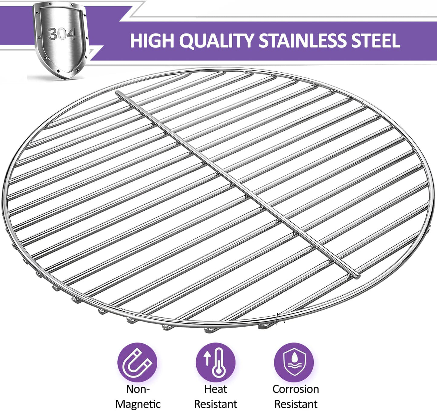 7440 Kohlerost für 47 cm runde Weber Holzkohlegrills (One-Touch, Bar-B-Kettle und Smokey Mountain Cooker/Smoker), 34 cm, Edelstahl