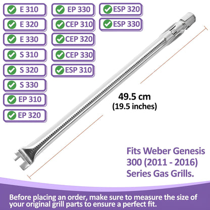 7621 Flavorizer Bars, 7622 Heat Deflector and 62752 Burners for Weber Genesis 300 series - E-310/E-320/E-330/S-330 Gas Grills with Front-Mounted Burner Controls