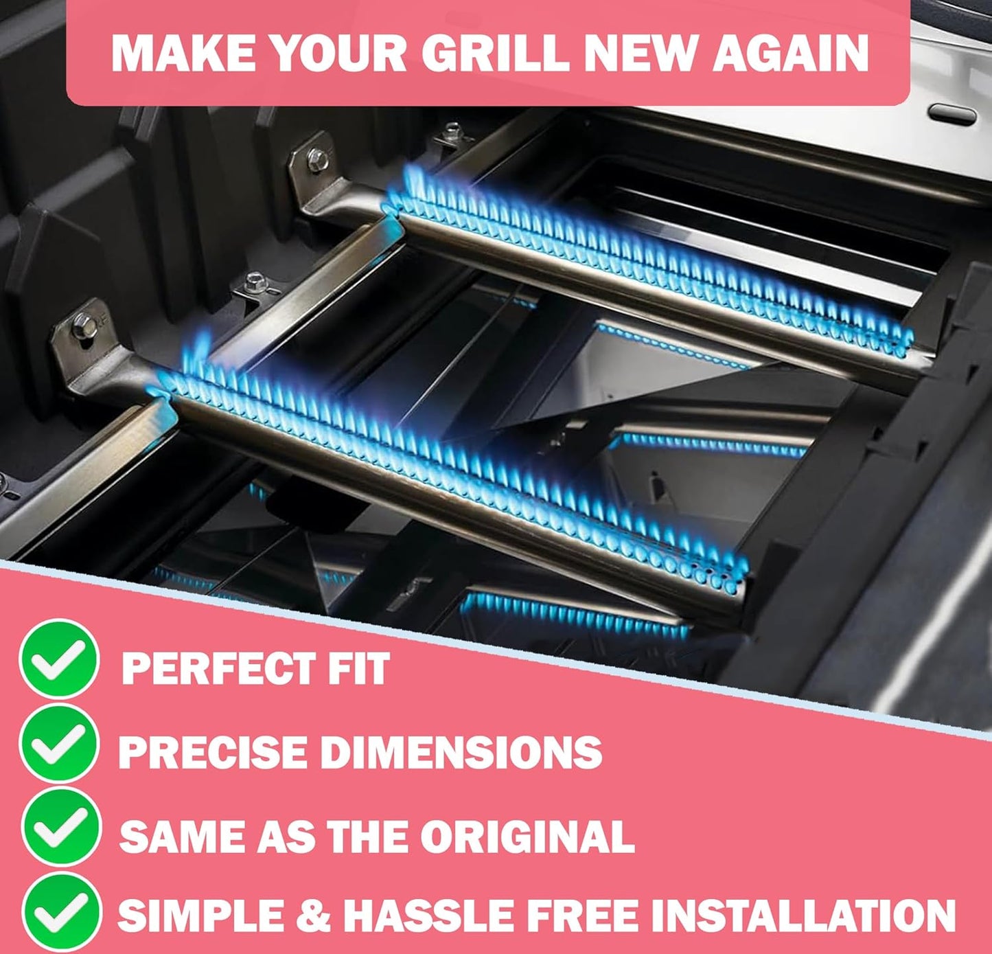 Burner Tubes for NAPOLEON P500RSIBPSS-3 Prestige 500 4-Burner Liquid Propane Infrared Gas Grill, Porcelain-Enameled Steel