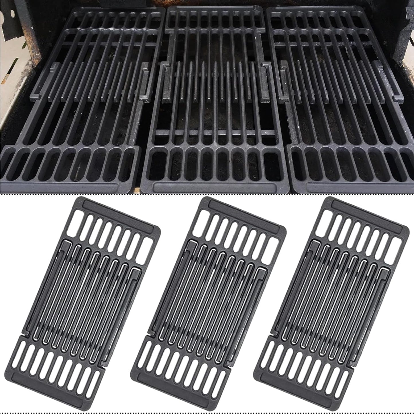 Adjustable Cast Iron Grill Grates – Universal Replacement Grill Grids 15 cm & 20 cm Sets, Extendable Cooking Grates for Landmann, Outback, Cosmo Grill & More