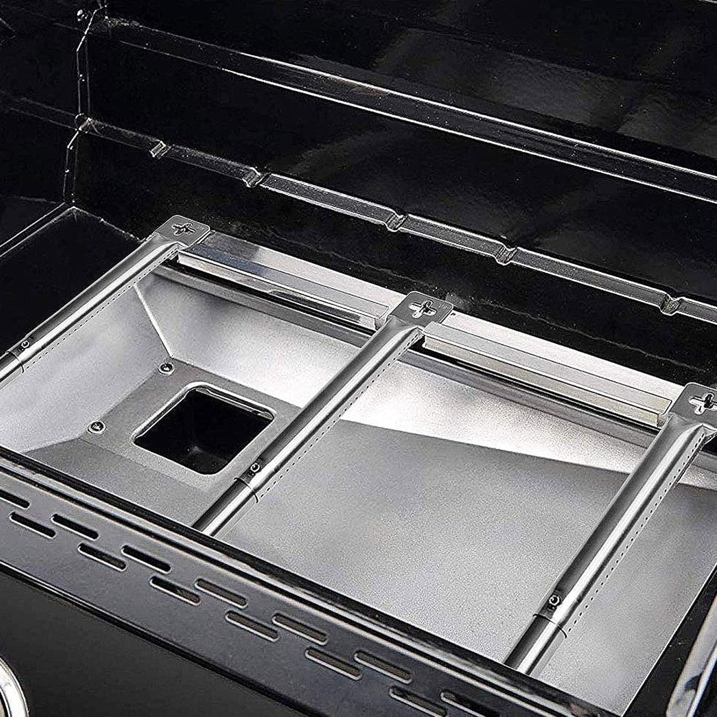 Set of 4 Adjustable Porcelain Steel Burner Covers / Flavorizer Bars, and Stainless-Steel Burners (2.54 cm Diameter) for BBQ Gas Grills, Universal-Fit Parts