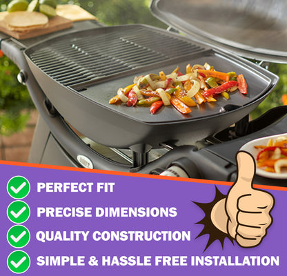 Replacement Parts Set for Weber Q300, Q320, Q3000, Q3100, Q3200 Series (Pre-2023) – Cast Iron Grill Grate, Grill Griddle & Stainless Steel Burners (Replaces Weber 7646, 6506, 65032)