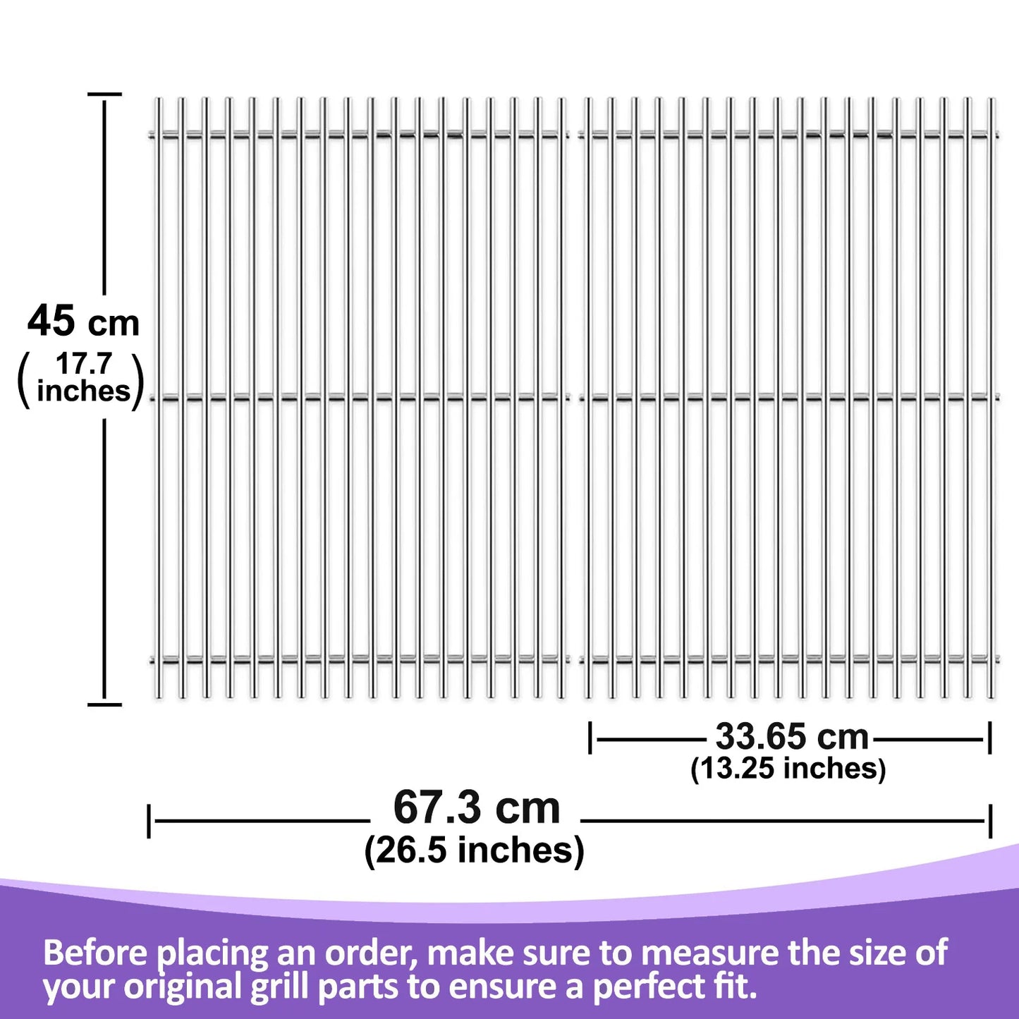 Replacement Grill Grates for Napoleon Prestige 500 & Prestige PRO 500 – SS 304 Stainless Steel, 2-Pack