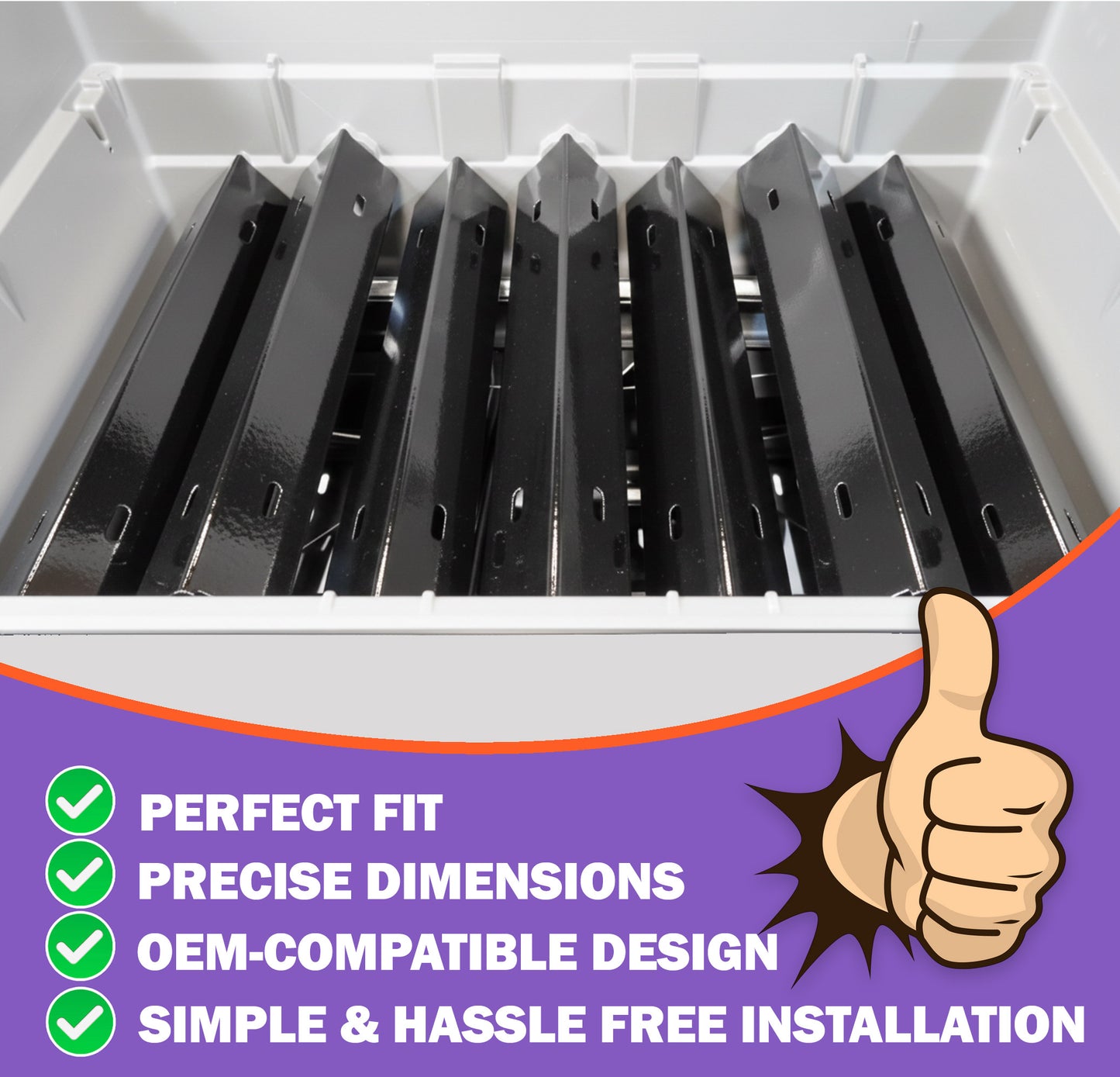 7-Pack Replacement Sear Plates for Napoleon Prestige Pro 500, Prestige 500 & Rogue 525 Series Grills, Porcelain-Enameled Steel