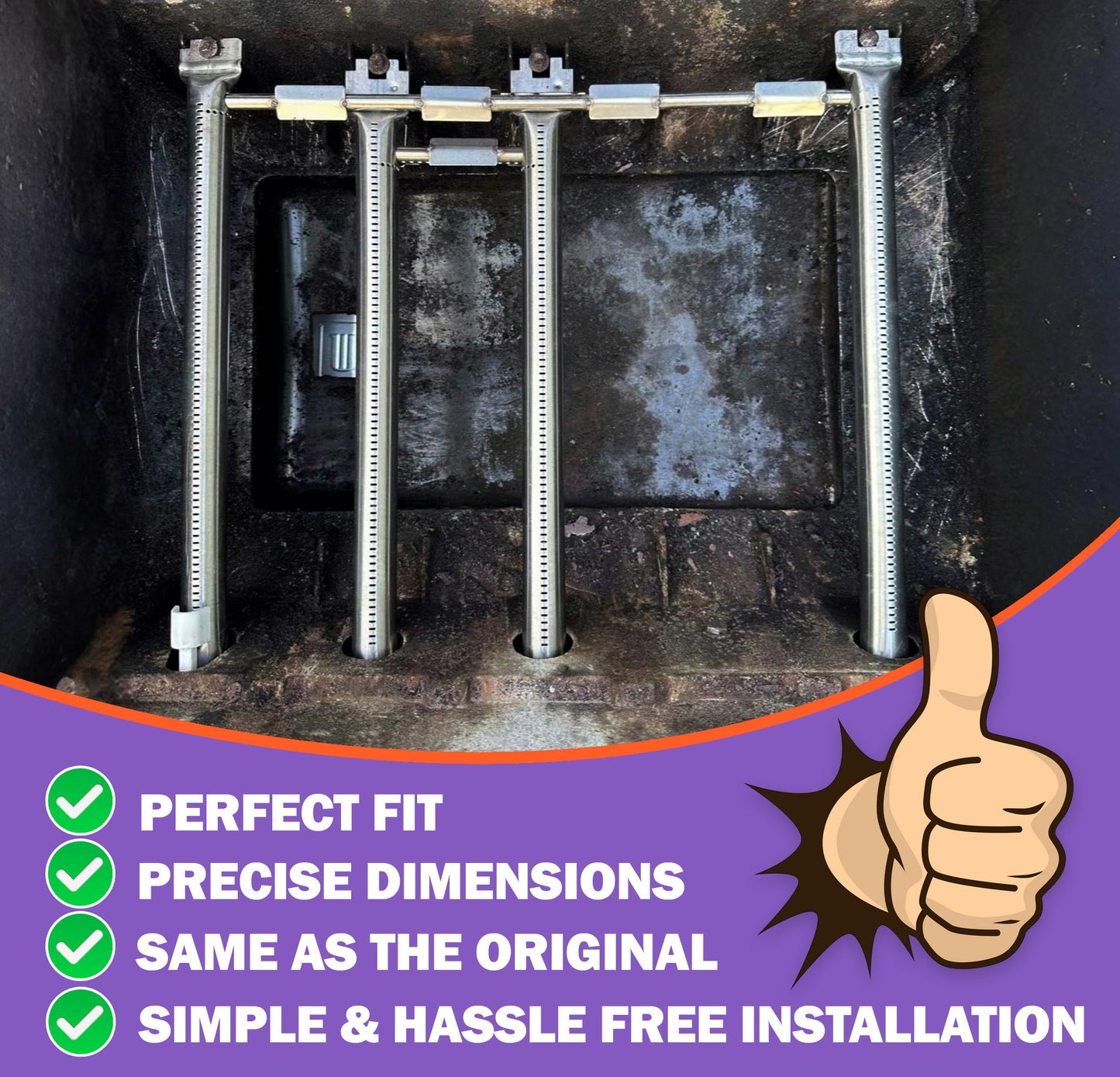 Ersatz Grill Brenner für Weber Spirit 330 & 335 Serie (2013–2024, Frontbedienung) – Passend für E-330, S-330, SP-330, E-335, SP-335 – Ersetzt 68948