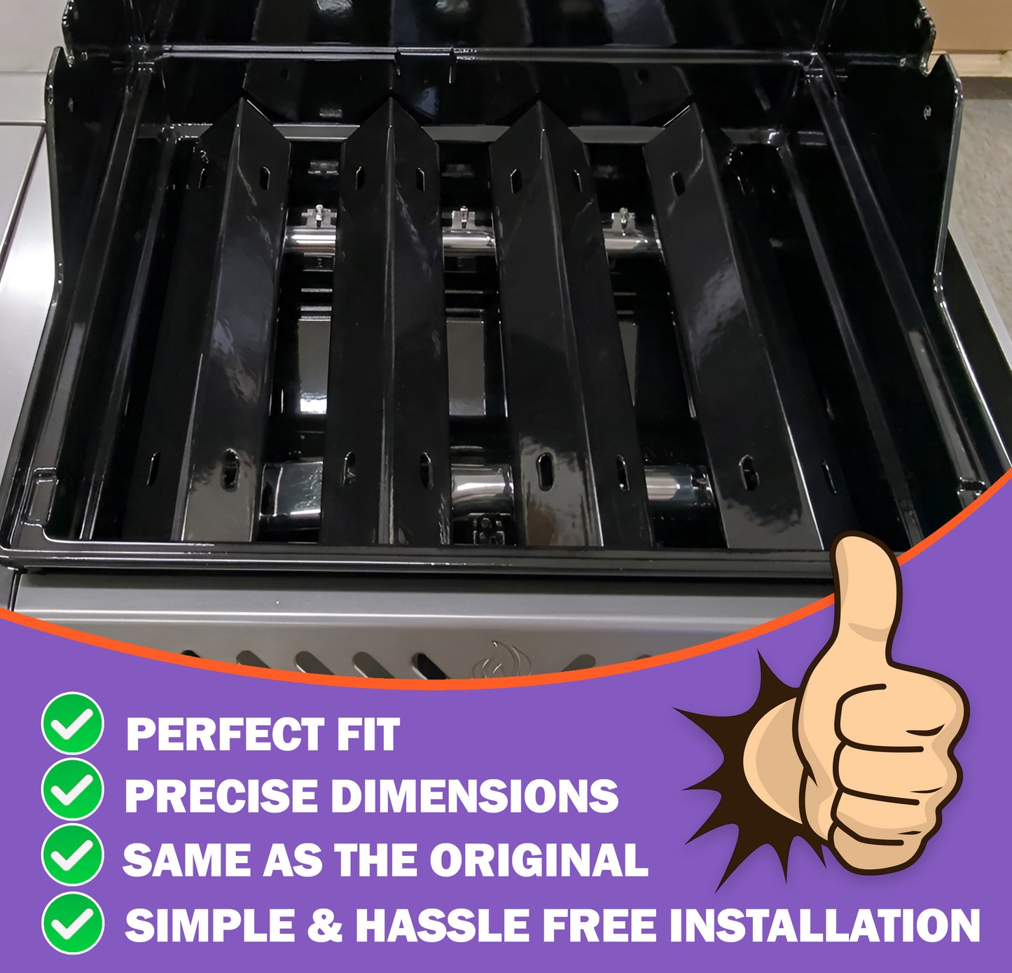 4er-Set Ersatz Flammenschutzeinsätze für Napoleon Freestyle 425 & Legend 425 Grills, porzellanemaillierter Stahl