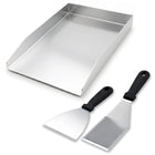 40 × 30 cm Stainless Steel BBQ Griddle Plate / Plancha – Universal Grill Griddle Accessory (2 mm Thick SS 430) with 2 Spatulas