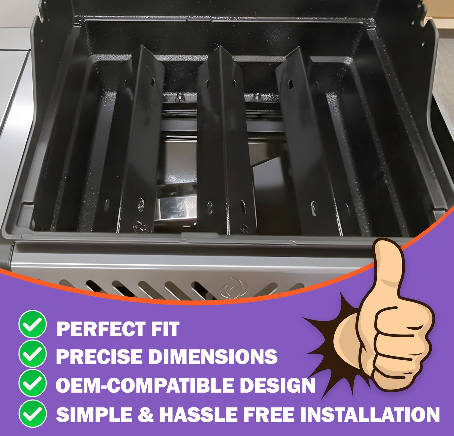 3-Pack Replacement Sear Plates for Napoleon Freestyle 365, Legend 365 & Rogue 365(XT) Grills, Porcelain-Enameled Steel