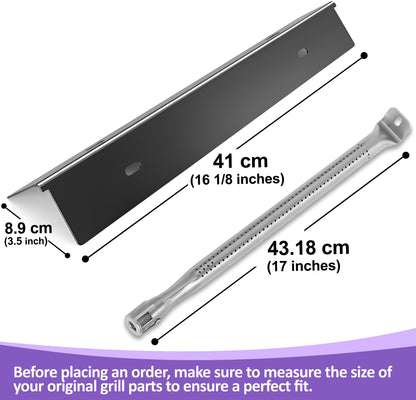 Ersatz Grillteile für Napoleon Rogue 525, Prestige PRO 500 & Prestige 500 – Porzellanemaillierte Flammenverteiler & Edelstahl Grill Brenner Set
