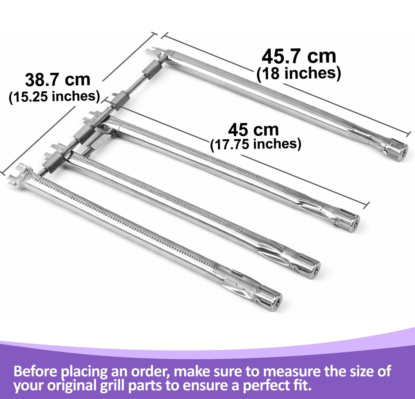 Ersatz Grill Brenner für Weber Spirit 330 & 335 Serie (2013–2024, Frontbedienung) – Passend für E-330, S-330, SP-330, E-335, SP-335 – Ersetzt 68948