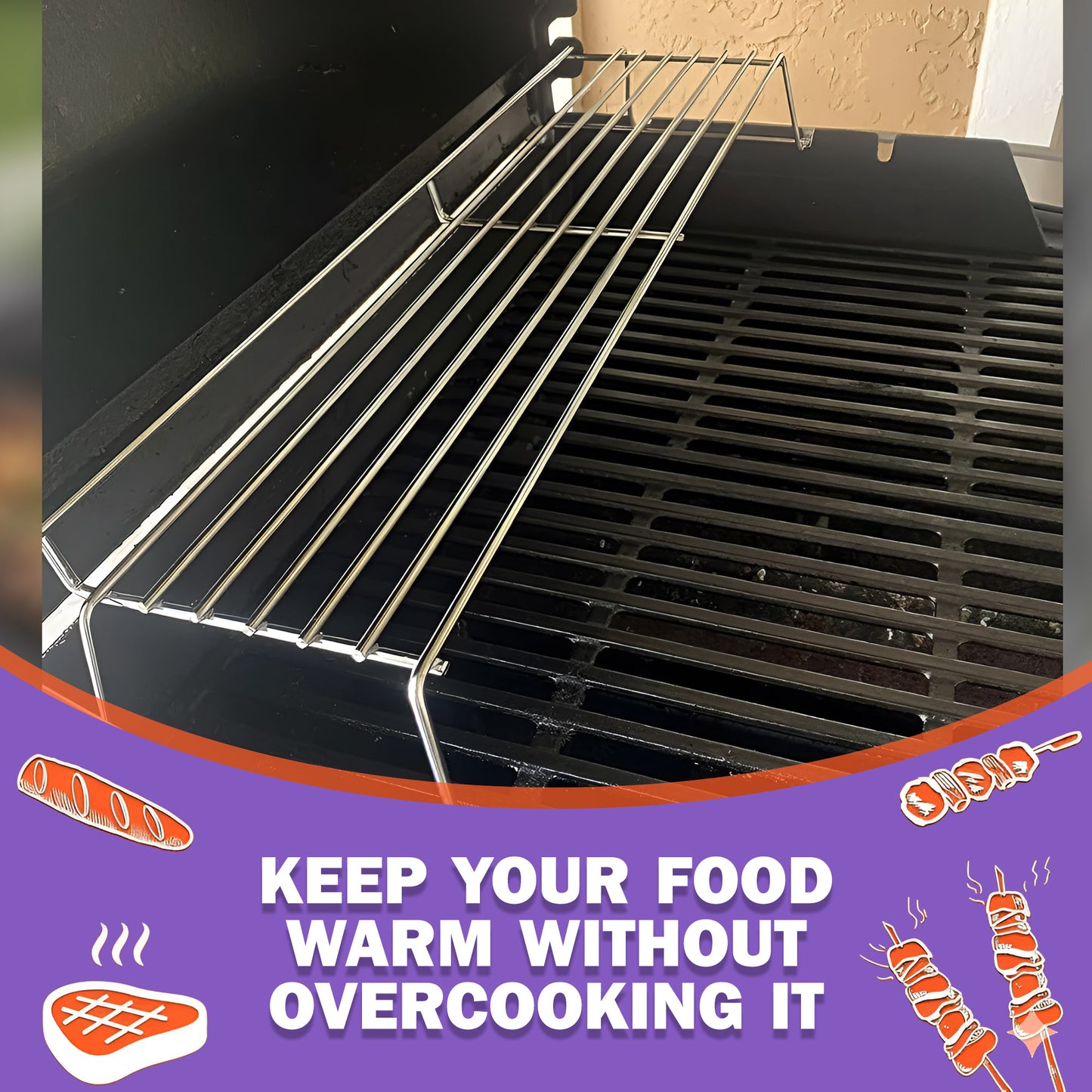 65054 Warming Rack for Weber Genesis 300 Series Grills (E-310, E-320, E-330, S-310, S-320, S-330) Stainless Steel