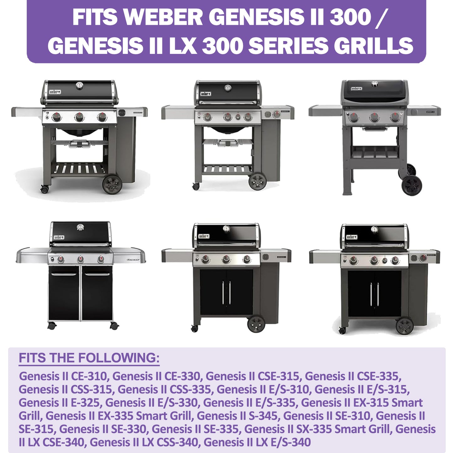 67489 67491 66074 Grillbrennerrohre für Weber Genesis II & II LX 300 Serie, Ersatzteile für Weber GS4 Genesis 2 E-310/E-330/S-310/E-315/S-335/S-345 & mehr, Weber Ersatzteile, 49,5 cm