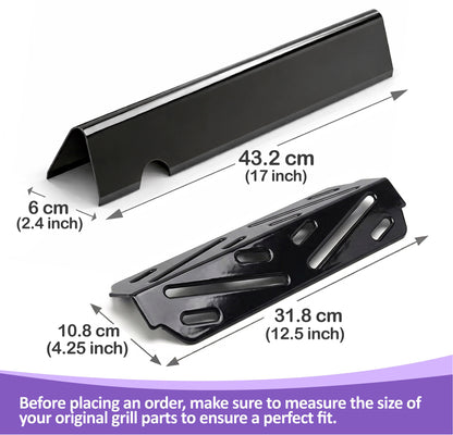 Flavorizer Bars and Heat Deflector Set for Weber Genesis II 400/ LX 400 Series - Genesis II 410/415/435/440 Grill Parts, Porcelain-Enameled Steel
