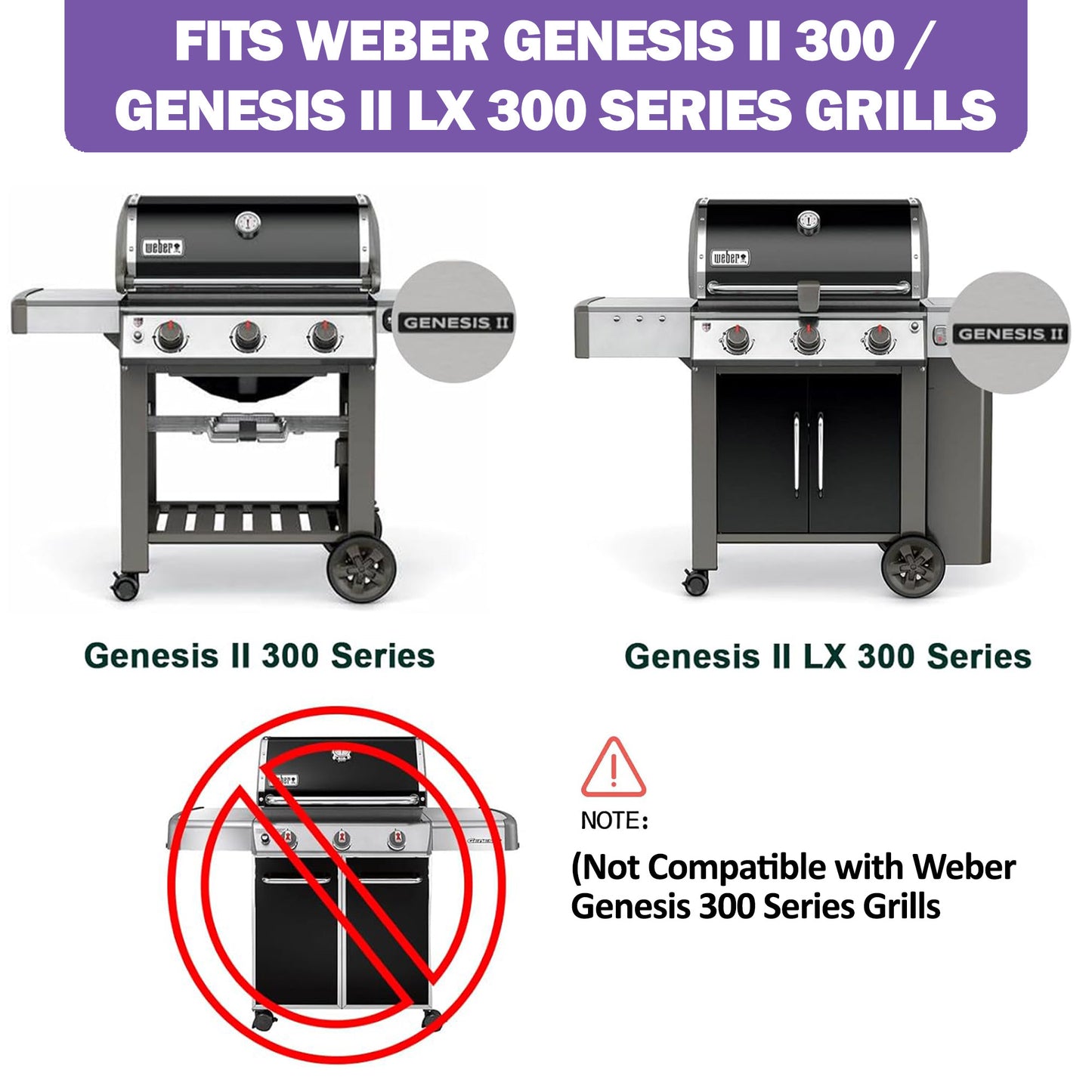 66095/66802/66805 Ersatz Grillroste für Weber Genesis II 300 und Genesis II LX 300 Serie Gasgrills, 47,63 cm x 33,66 cm Edelstahl Grillroste