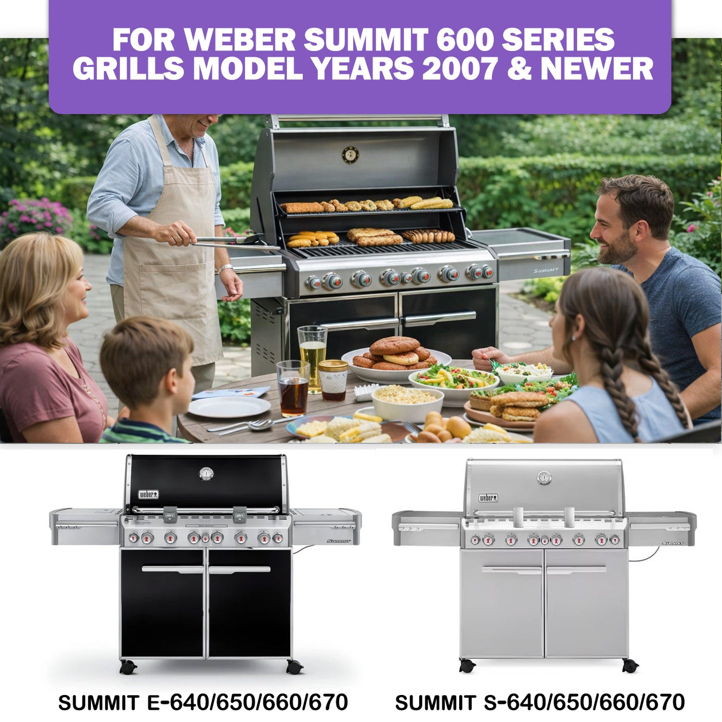 Stainless Steel Grill Grates for Weber Summit 600 Series (E-640, S-640, E-650, S-650, E-660, S-660, E-670, S-670) – Replaces 67552