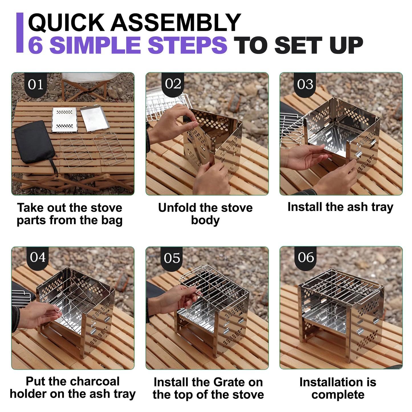 Portable Camp Stove – Folding Stainless Steel Backpacking Stove for Camping, Hiking & BBQ