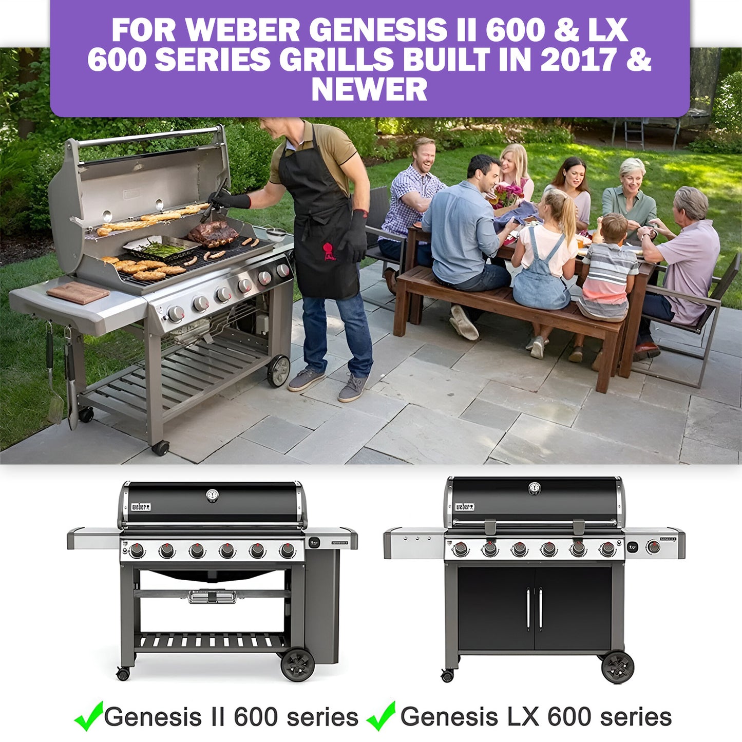 Porcelain-Enameled Flavorizer Bars for Weber Genesis II E-610/S-610 and LX E-640/S-640 (2017 & Newer), Replacement for Weber 66796/66687 - 11 Pack