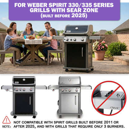 Ersatz Grill Brenner für Weber Spirit 330 & 335 Serie (2013–2024, Frontbedienung) – Passend für E-330, S-330, SP-330, E-335, SP-335 – Ersetzt 68948