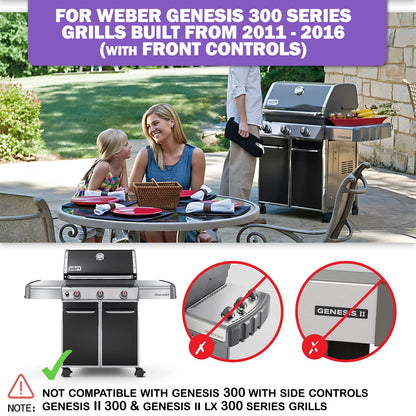 Stainless Steel Heat Deflectors for Weber Genesis 300 Series Gas Grills (E-310 / E-320 / E-330) – Replaces 7622 / 65505