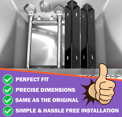 Ersatz Grillteile für Napoleon Rogue 425 – Porzellanemaillierte Flammenverteiler & Edelstahl Grill Brenner Set