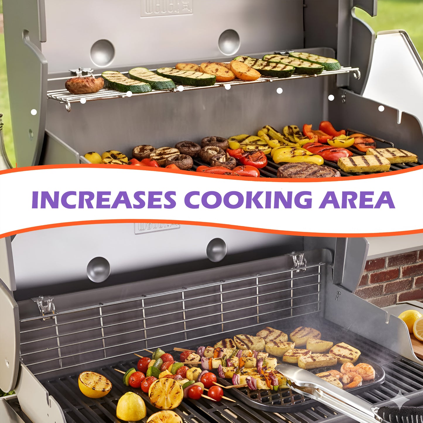 66044 Warming Rack for Weber Genesis II 300 Series Grills E/S-310, E/S-315, E/S-330 Grills (2017 - 2021), Stainless Steel