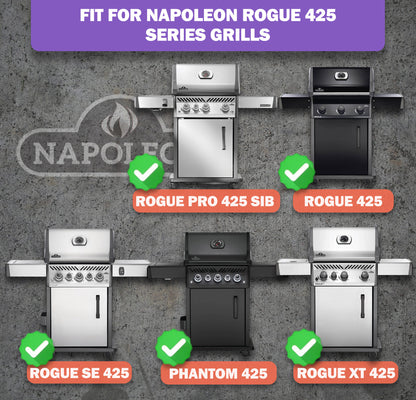 Ersatz Grillteile für Napoleon Rogue 425 – Porzellanemaillierte Flammenverteiler & Edelstahl Grill Brenner Set