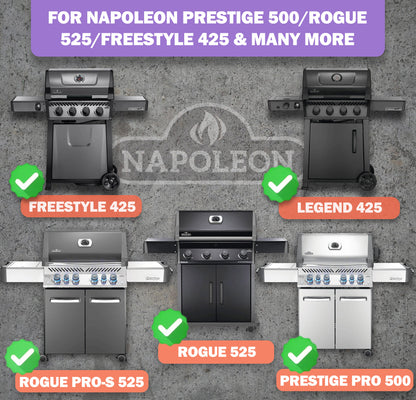 4er-Set Ersatz Grill Brenner für Napoleon Freestyle 425, Prestige PRO 500, Rogue 525 & Legend 425 Serie Grills, aus Edelstahl
