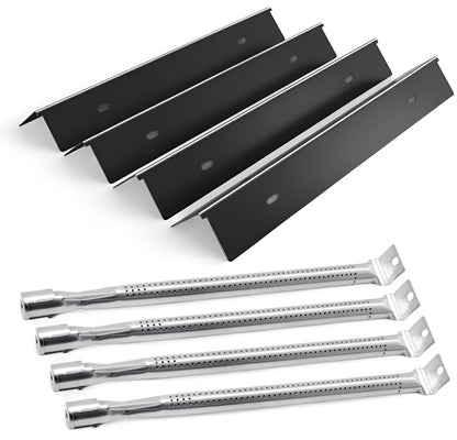 Replacement Grill Parts for Napoleon Freestyle 425 & Legend 425 – Porcelain Sear Plates & Stainless Steel Burners, 4-Pack