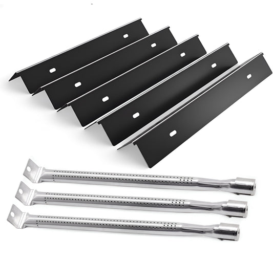 Ersatz Grillteile für Napoleon Rogue 425 – Porzellanemaillierte Flammenverteiler & Edelstahl Grill Brenner Set