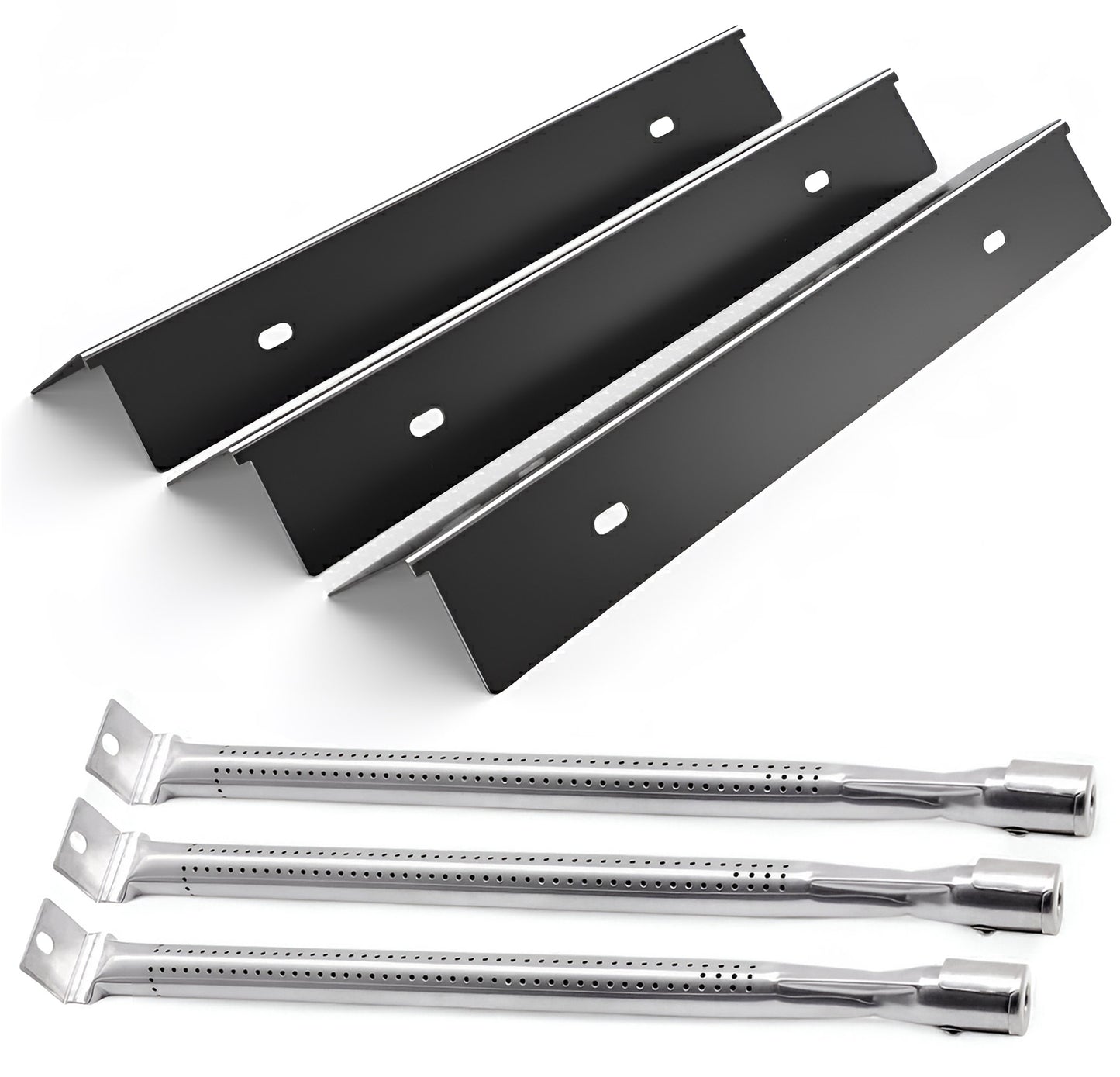 Replacement Grill Parts for Napoleon Freestyle 365, Legend 365 & Rogue 365 – Porcelain Sear Plates & Stainless Steel Burners, 3-Pack