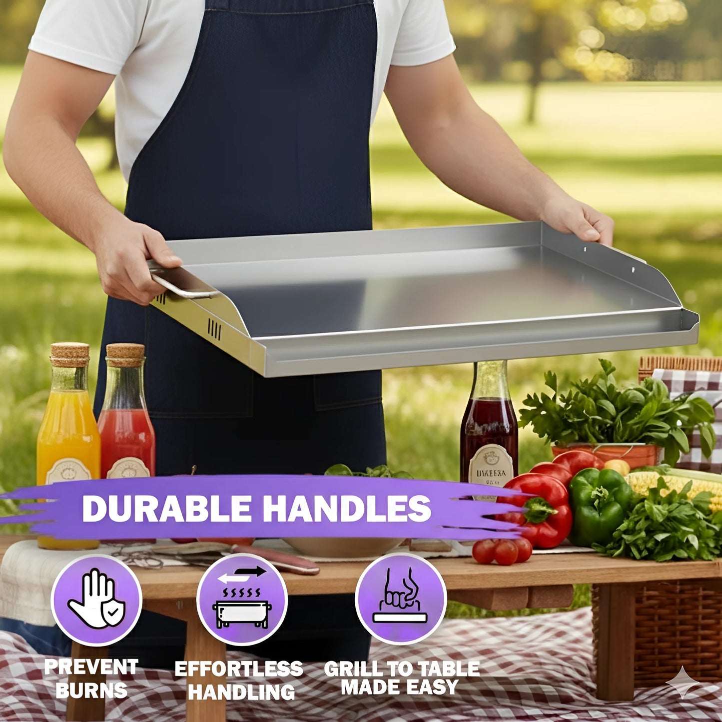 58 × 40 cm Stainless Steel BBQ Griddle Plate / Plancha – Universal Grill Griddle Accessory