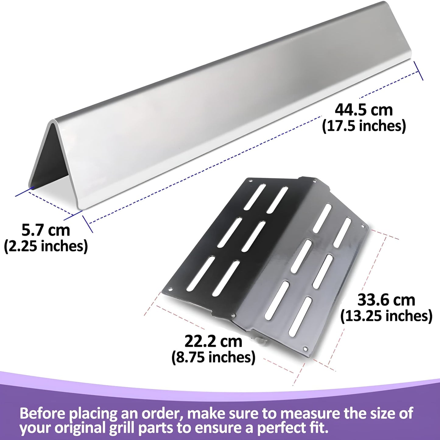 Weber Genesis Grill Parts – 7620 Flavorizer Bars & 7622 Heat Deflector Set for E-310, E-320, E-330, S-330 (300 series, Front Burner Controls)